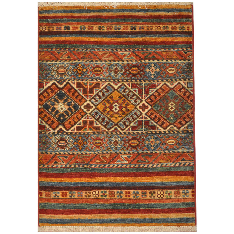 Herat Oriental HandKnotted Wool Southwestern Area Rug in Red/Blue